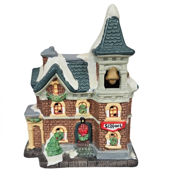 Vintage Cobblestone Corners 2001 Schoolhouse Porcelain Christmas Village B87 - Picture 1 of 8